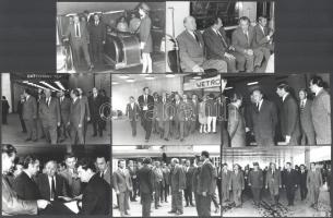 1973 Kádár János (1912-1989) politikus látogatása és utazása a budapesti metróban, 13 db vintage fotó, 13,8x9 cm