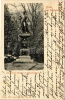 1900 Sternberk, Sternberg in Mähren; Kaiser Josef-Denkmal im Schießstattgarten. Verlag Karl Langer / Emperor Joseph II monument in the shooting ranges garden (EB)