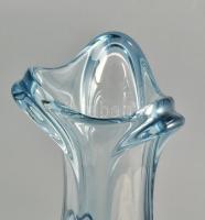 Nagy méretű kristály váza. Formába öntött, anyagában színezett, csiszolt, hibátlan 39 cm