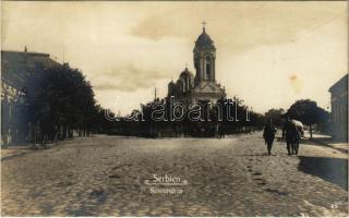 1917 Semendria, Serbien / WWI Austro-Hungarian K.u.K. military, street view in Smederevo with K.u.K. soldiers and church (fl)