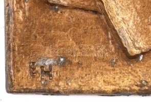 1988 Ausztria, II. János Pál pápa emlékplakett, jelzett, réz, 16x7 cm