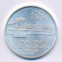 1998. 750Ft Ag "Budapest 125 éves" kapszulában T:BU Adamo EM149