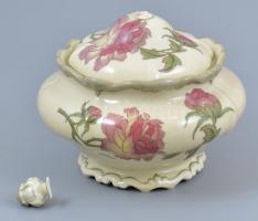 Rosenthal nagy méretű porcelán cukordoboz. Kézzel festett, jelzett, sérült, letört a fogója (de visszaragasztható) d: 17 cm