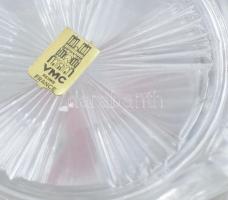 Bontatlan üveg pohár alátét fém tartóval. d: 9,5 cm