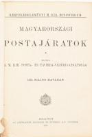 Magyarországi postajáratok. Kiadja a M. Kir. Posta- és Távirda-Vezérigazgatóság 1913. május havában. Bp., 1913, Athenaeum. XLVII p. "Magyarország vasutaink hálózati térképe" nagyméretű térkép melléklettel, 1:1.150.000, Klösz György és Fia Térképészeti Műintézet Budapest, szakadással. Kissé szakadt, viseltes kiadói papírkötés, kijáró lappal.