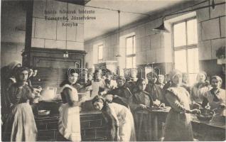 Temesvár, Timisoara; Iskola Nővérek Intézete, Józsefváros, konyha belső / Iosefin, girl school, kitchen interior (képeslapfüzetből / from postcard booklet)