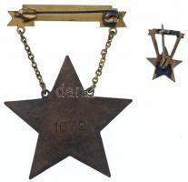 1951. "Sztahanovista" zománcozott fém kitüntetés "1679" sorszámmal, miniatűrrel ...