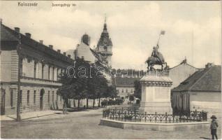 1911 Kolozsvár, Cluj; Szentgyörgy tér és szobor, Barcsay Manó üzlete / statue and square, shop