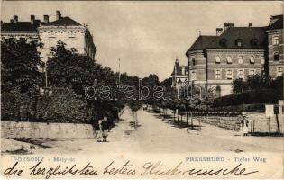 1911 Pozsony, Pressburg, Bratislava; Mély út / Tiefer Weg / street view (EK)