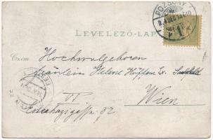 1904 Pozsony, Pressburg, Bratislava; Mária Terézia szobor. Szecessziós litho keret K.u.K. tisztekkel...