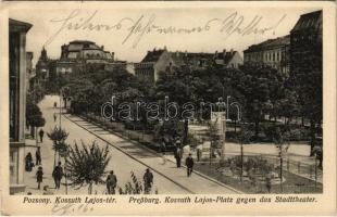 1916 Pozsony, Pressburg, Bratislava; Kossuth Lajos tér, színház / Kossuth Lajos-Platz gegen das Stadttheater / square, theatre (EK)