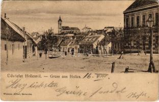 1903 Holics, Holic; tér, utca. Wiesner Alfréd kiadása / square, street view (kopott sarkak / worn corners)