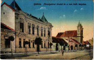 1916 Galánta, Főszolgabírói hivatal és a római katolikus templom. Első Galántai Könyvnyomda kiadása / judges office, church (kis szakadás / small tear)