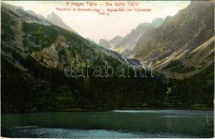 1906 Tátra, Magas-Tátra, Vysoké Tatry; Poprádi-tó és Omladék-völgy. Dr. Trenkler Co. 1906. Tát 22. / Popper-See und Trümmertal / Zlomisková dolina, Popradské pleso / valley, lake (vágott / cut)