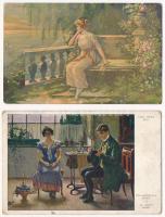 31 db RÉGI művész motívum képeslap vegyes minőségben / 31 pre-1945 art motive postcards in mixed quality