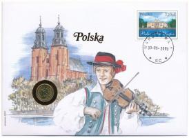 Lengyelország 1998. 1g felbélyegzett borítékban, bélyegzéssel, német nyelvű leírással T:1  Poland 1998. 1 Grosz in envelope with stamp and cancellation, with German description C:UNC