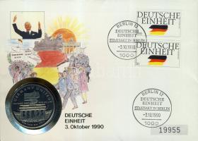 Marshall-szigetek 1990. 5$ "Német egyesülés" érmés, bélyeges borítékon T:2
