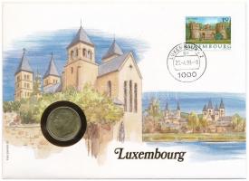 Luxemburg 1986. 5Fr  felbélyegzett borítékban, bélyegzéssel, német nyelvű leírással T:1  Luxembourg 1986. 5 Francs in envelope with stamp and cancellation, with German description C:UNC