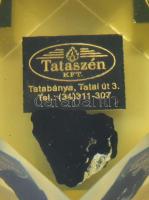 Tataszén üveg papírnehezék, asztali dísz, kis kopásnyomokkal, 6x6x6 cm