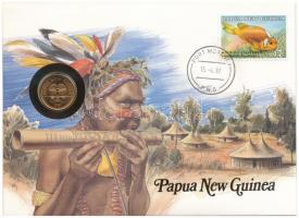 Pápua Új-Guinea 1987. 2t felbélyegzett borítékban, bélyegzéssel, német nyelvű leírással T:1  Papua New Guinea 1987. 2 Toea in envelope with stamp and cancellation, with German description C:UNC