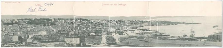 1898 (Vorläufer) Trieste, Trieszt; Panorama von Villa Cambiaggio - 3-tiled folding panoramacard