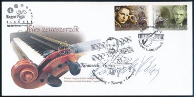 2006 Körmendi Vilmos (1931-2016) zeneszerző, karmester aláírása egy Jeles Zeneszerzők FDC-n