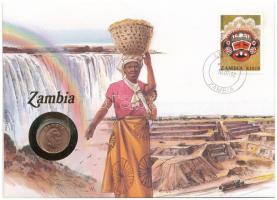 Zambia 1983. 2ng felbélyegzett borítékban, bélyegzéssel, német nyelvű leírással T:1  Zambia 1983. 2 Ngwee in envelope with stamp and cancellation, with German description C:UNC
