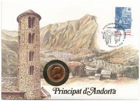 Andorra 1986. 25c felbélyegzett borítékban, bélyegzéssel, német nyelvű leírással T:1  Andorra 1986. 25 Centims in envelope with stamp and cancellation, with German description C:UNC