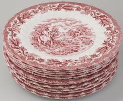 Myotts Country Life angol porcelán teás és süteményes készlet, 12 db tányér + 12 db csésze aljjal + ...