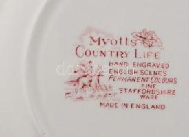 Myotts Country Life angol porcelán teás és süteményes készlet, 12 db tányér + 12 db csésze aljjal + ...