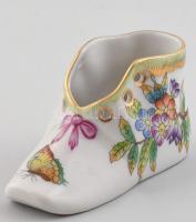 Herendi Viktória mintás cipőcske, kézzel festett, jelzett, hibátlan, h: 10 cm