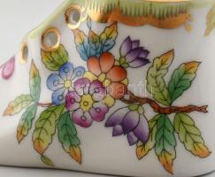 Herendi Viktória mintás cipőcske, kézzel festett, jelzett, hibátlan, h: 10 cm