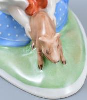 Herendi malacos lány, kézzel festett, jelzett  hibátlan, 13x9 cm