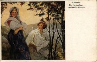 1924 Eine Herzensfrage / Une question damour / Lady art postcard, romantic couple. T.S.N. R.M. No. 4. s: Solomko (EK)