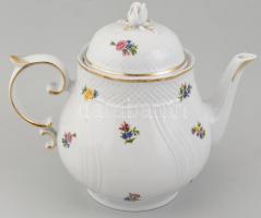 Hollóházi porcelán két személyes teás készlet tálcával. Kézzel festett, jelzett, hibátlan