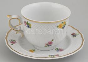 Hollóházi porcelán két személyes teás készlet tálcával. Kézzel festett, jelzett, hibátlan