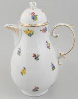 Hollóházi porcelán hat személyes mokkás készlet tálcával. Kézzel festett, jelzett, egy minimális lep...