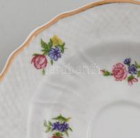 Hollóházi porcelán hat személyes mokkás készlet tálcával. Kézzel festett, jelzett, egy minimális lep...