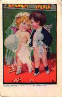 The Marriage Children art postcard, half-nude, romantic couple. U. Co. NY. 540. s: C. L. (EB)