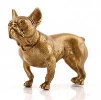 Bronz (mopsz) kutya szobor. h: 8 cm, m: 6 cm