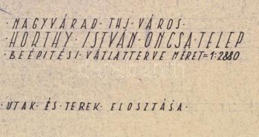 1943 Nagyvárad Horthy István ONCSA telep beépítési vázlatterve. 2 db térkép, terv 47x31 cm