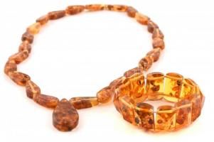 Borostyán nyaklánc és karkötő szett