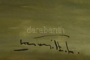 Olvashatatlan jelzéssel: Vízparti táj (Balaton?). Olaj, vászon. Dekoratív, historizáló stílusú keret...