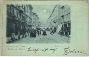 1898 (Vorläufer) Trieste, Trieszt; Corso / street at night (EK)