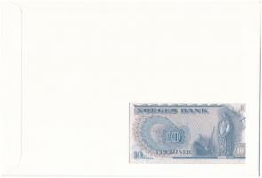 Norvégia 1977. 10K felbélyegzett borítékban, bélyegzéssel T:I 
Norway 1977. 10 Kroner in envelope w...