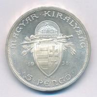 1938. 5P Ag "Szent István" T:1-,2 
Adamo P8.1