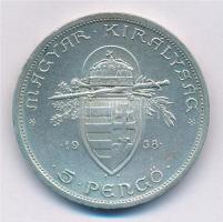 1938. 5P Ag "Szent István" T:1-,2 patina
Adamo P8.1