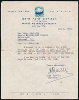 1966 Haifa, Maritime Museum-ból küldött levél a Magyar Közlekedési Múzeumba