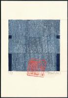 Trombitás Tamás (1952-): Kompozíció, 1993. Akril, metálfüst, papír, 8x8 cm