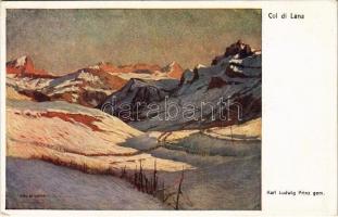 Col di Lana. Offizielle Karte für Rotes Kreuz, Kriegsfürsorgeamt Kriegshilfsbüro Nr. 529. / WWI Austro-Hungarian K.u.K. military art postcard, Italian front, Dolomites, Südtirol s: Karl Ludwig Prinz